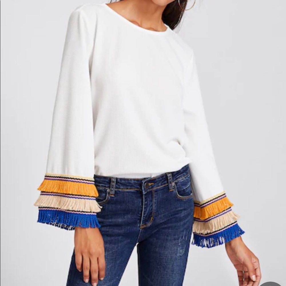Fringe sleeve top